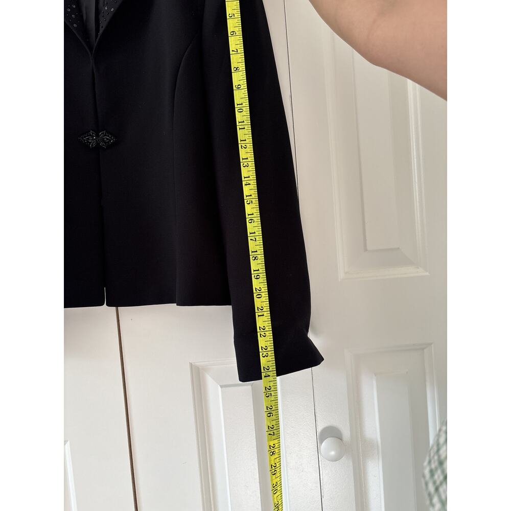 Tahari Black Beaded Lapel Blazer Size 14 - Picture 10 of 11